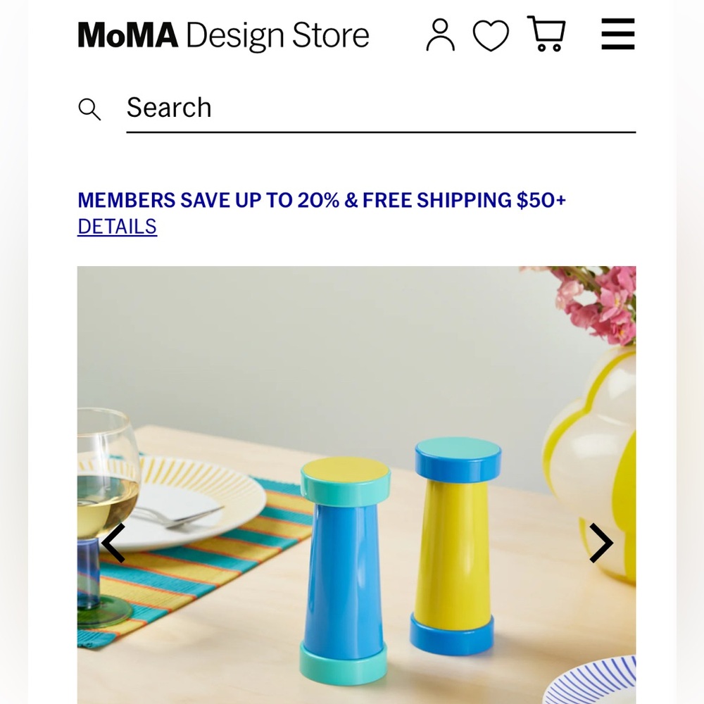 BNWT George Sowden Blue/Yellow Salt and Pepper Shakers from MoMa Design Store